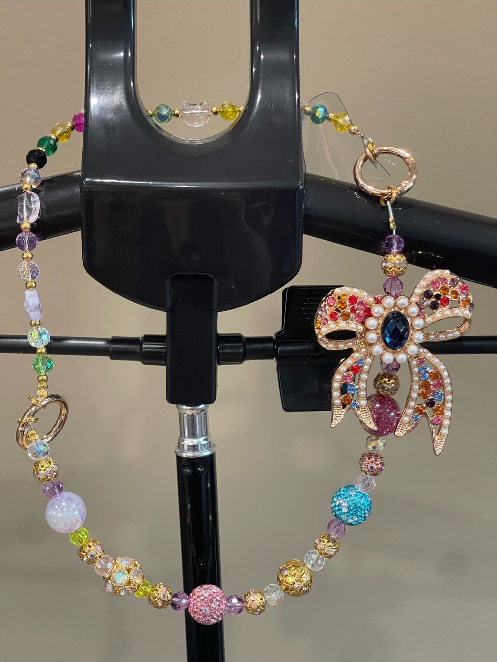 Multicolor Crystal Bow Pendant Purse Charm - Women Jewelry